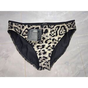 Shape FX Womens Size 12 Black/Grey Leopard Print Bikini Bottoms